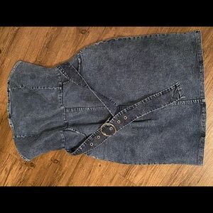 Belted denim dress